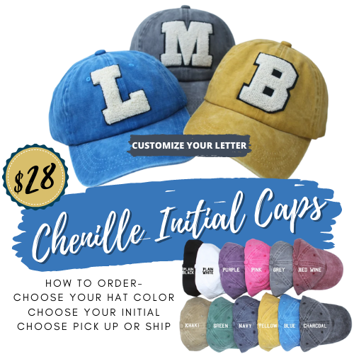 Chenille Letter Ball Caps